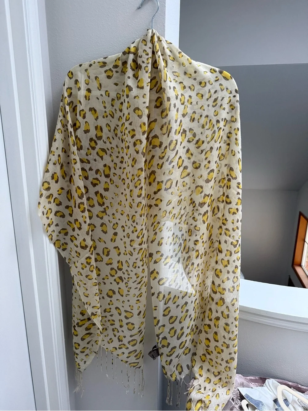 Leopard Print Yellow Scarf (20% Silk)
